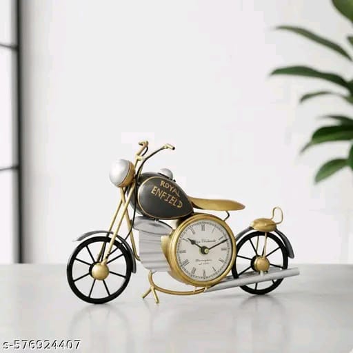 Royal Enfield Metal Motorcycle Table Clock – Vintage Bike Desk Clock