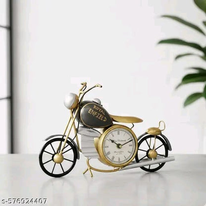Royal Enfield Metal Motorcycle Table Clock – Vintage Bike Desk Clock