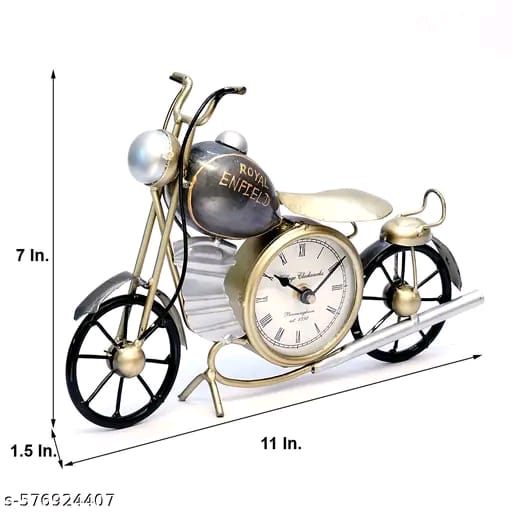 Royal Enfield Metal Motorcycle Table Clock – Vintage Bike Desk Clock