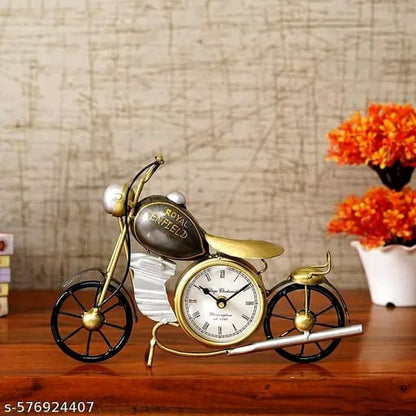 Royal Enfield Metal Motorcycle Table Clock – Vintage Bike Desk Clock
